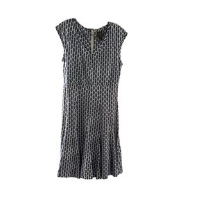 Taylor Geometric Blue and White Blouse